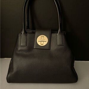 Gorgeous Kate Spade Turn Lock Pebbled Black Satchel Leather Shoulder Bag Purse